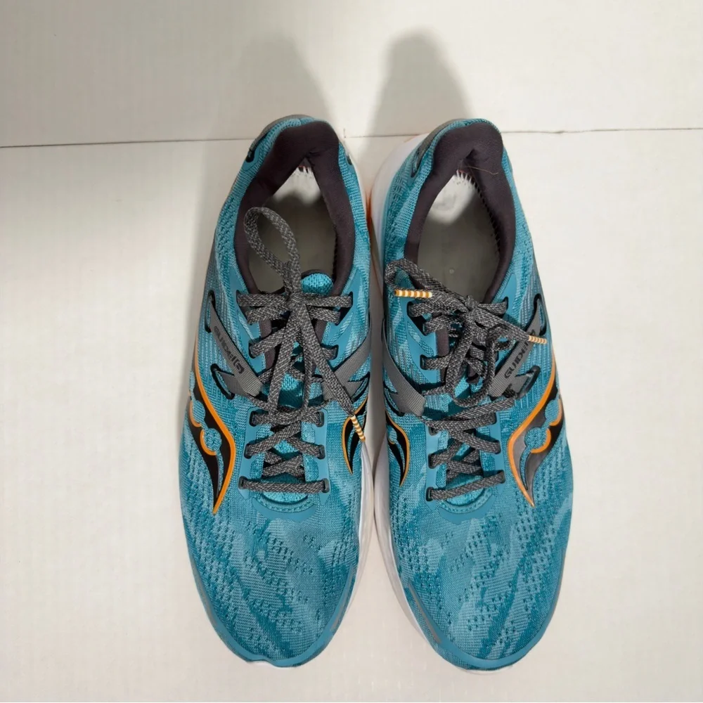 Saucony Blue Athletic Running Shoes with Orange Trim